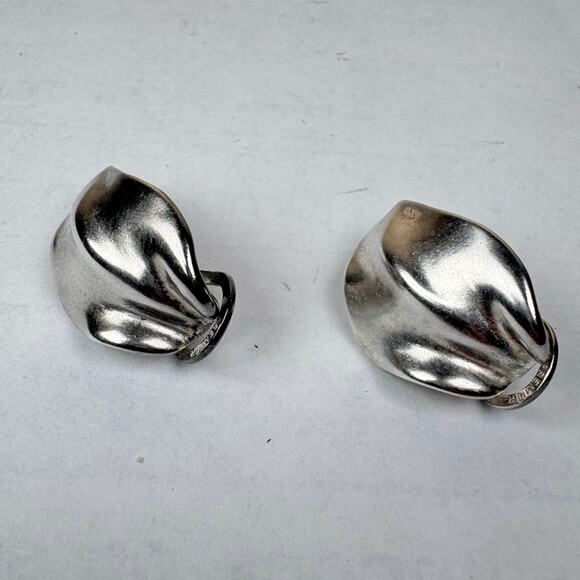 VTG Clip On Earrings Premier Designs Silver plated Leaf Lagenlook Art To Wear - Picture 2 of 7